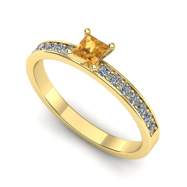 Inel logodna din aur galben cu citrin