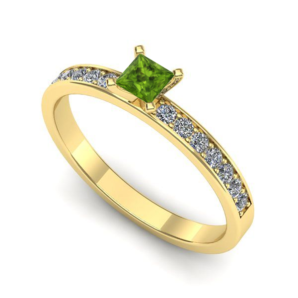 Inel logodna din aur galben cu peridot