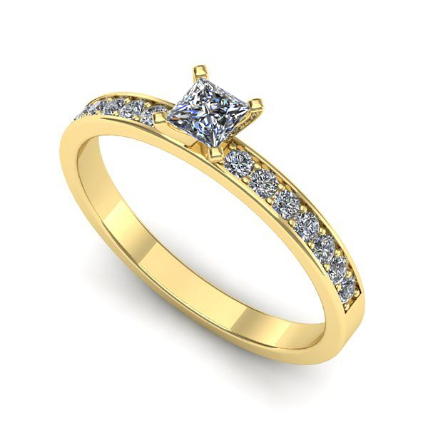 Inel din aur galben cu safir alb