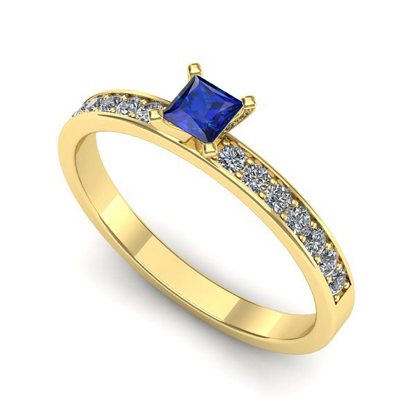 Inel de logodna din aur galben cu safir