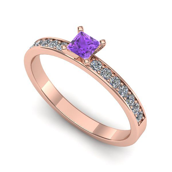 Inel din aur roz cu ametist