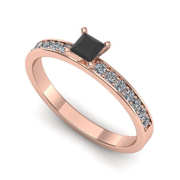 Inel din aur roz cu diamant negru