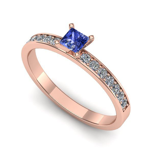 Inel din aur roz cu tanzanit