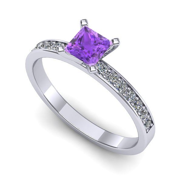 Inel din aur alb cu ametist