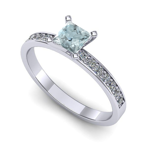 Inel de logodna din aur alb cu aquamarin