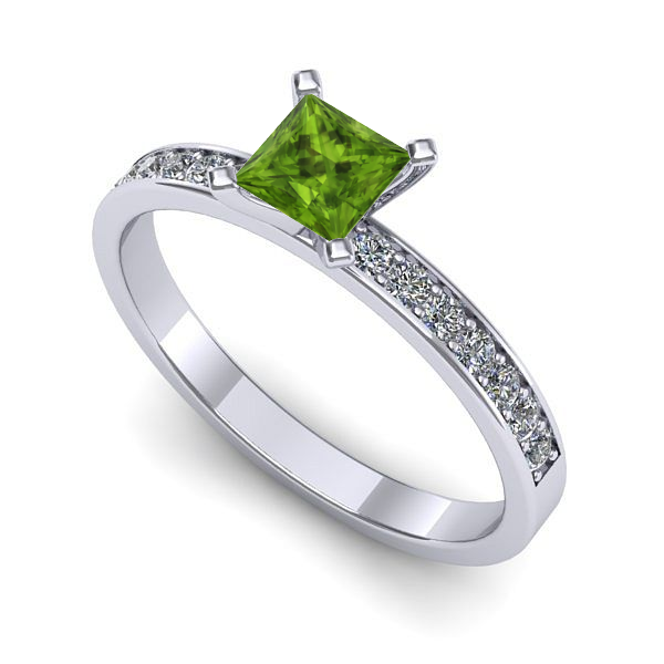 Inel din aur alb cu peridot