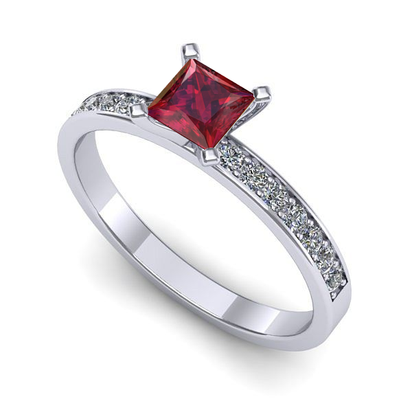 Inel de logodna din aur alb cu rubin