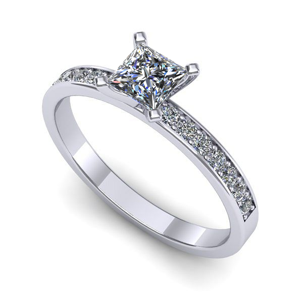 Inel din aur alb cu safir alb