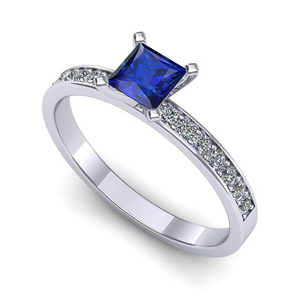 Inel din aur alb cu safir