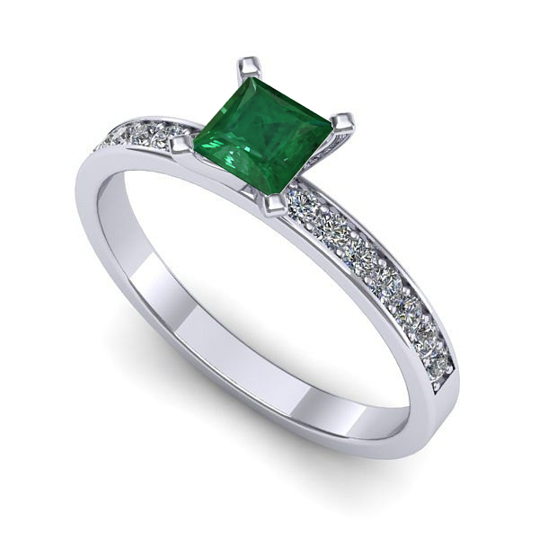 Inel din aur alb cu smarald