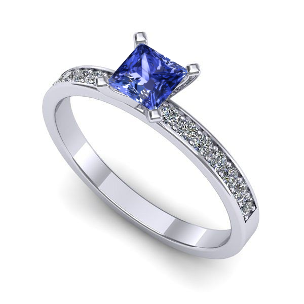 Inel din aur alb cu tanzanit