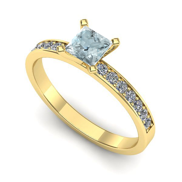 Inel din aur galben cu aquamarin