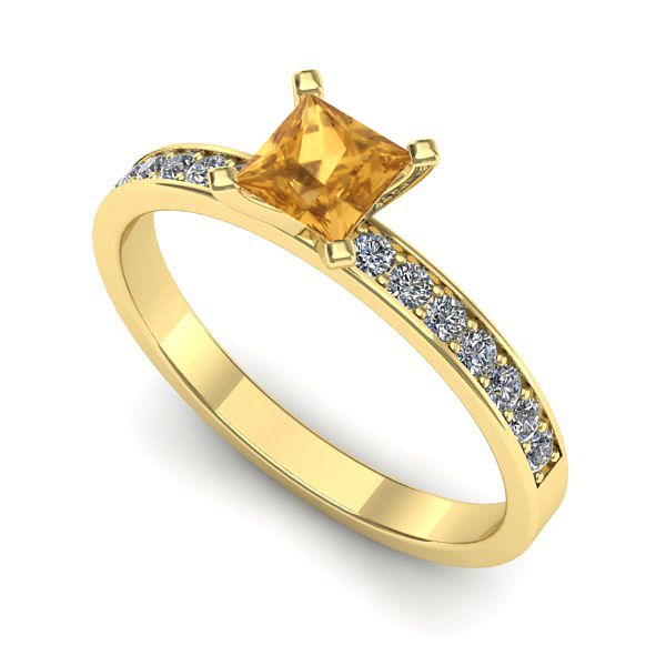 Inel de logodna din aur galben cu citrin