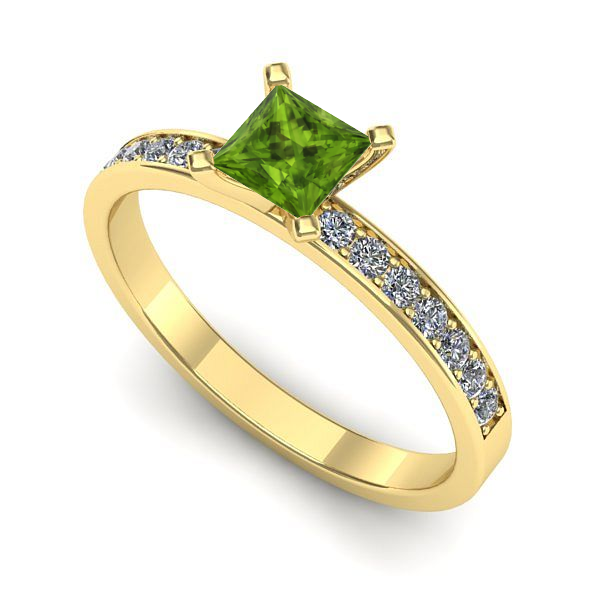 Inel de logodna din aur galben cu peridot