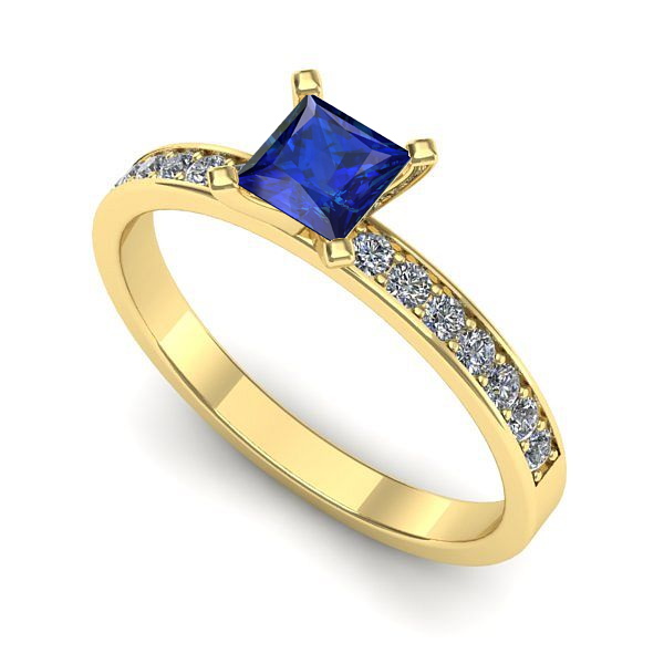 Inel de logodna din aur galben cu safir