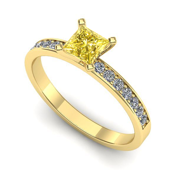 Inel logodna din aur galben cu safir galben