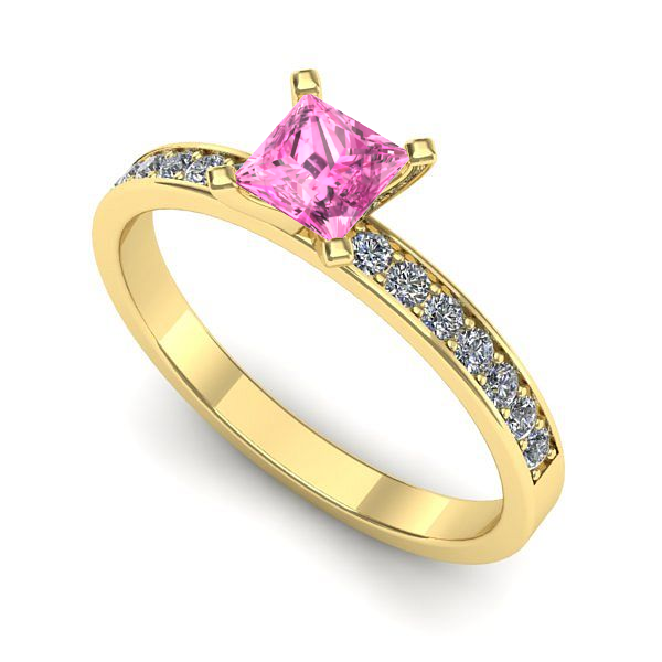 Inel din aur galben cu safir roz