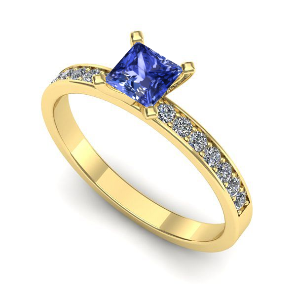 Inel din aur galben cu tanzanit