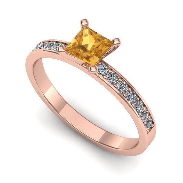 Inel din aur roz cu citrin