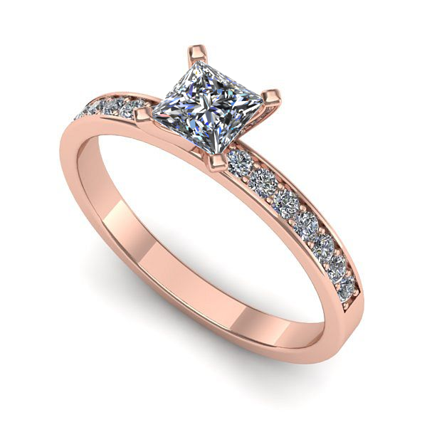 Inel logodna din aur roz cu diamant