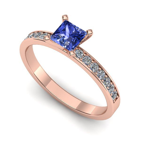 Inel logodna din aur roz cu tanzanit