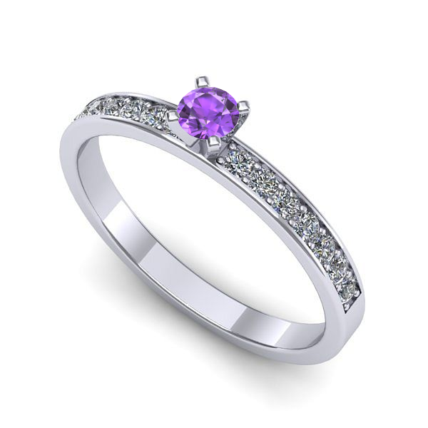 Inel de logodna din aur alb cu ametist