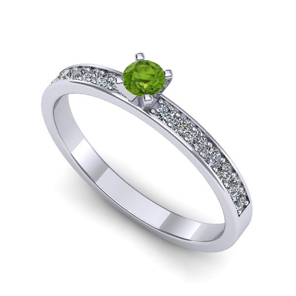 Inel de logodna din aur alb cu peridot