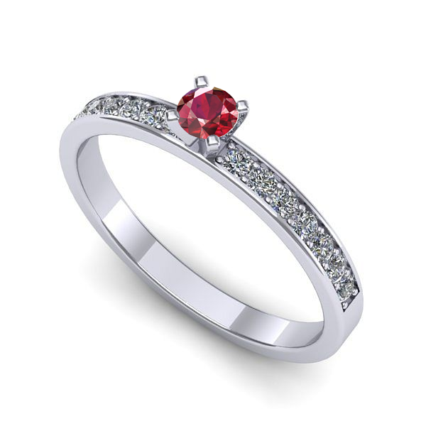 Inel din aur alb cu rubin