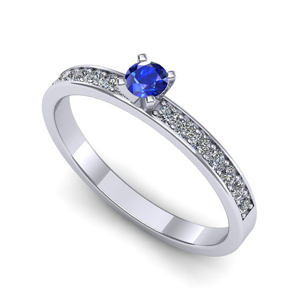 Inel logodna din aur alb cu safir