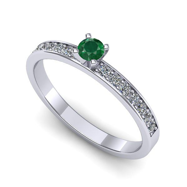 Inel de logodna din aur alb cu smarald