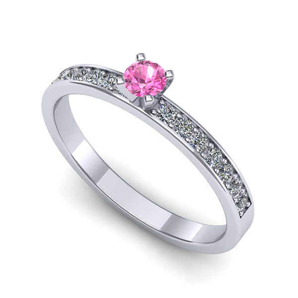 Inel din aur alb cu safir roz