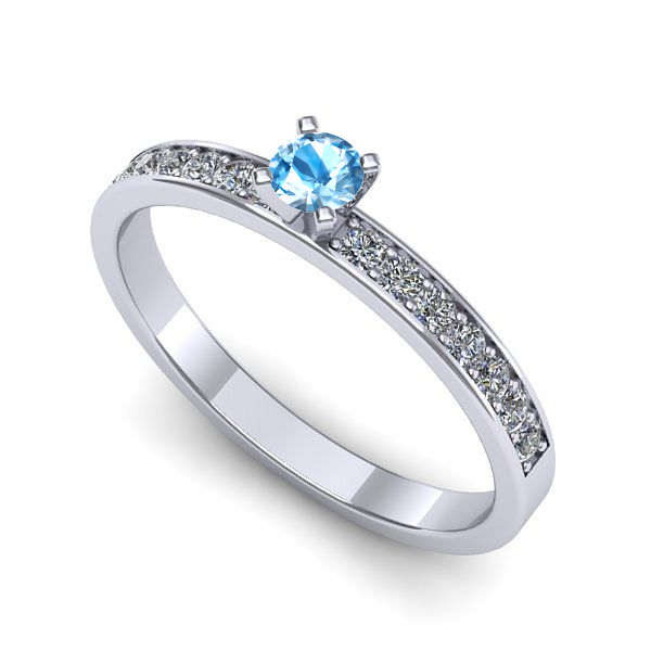 Inel de logodna din aur alb cu topaz blue