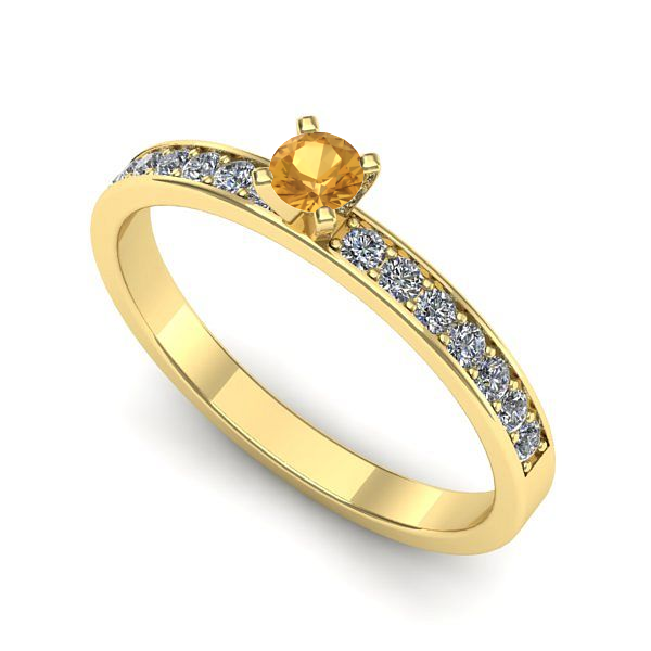 Inel de logodna din aur galben cu citrin