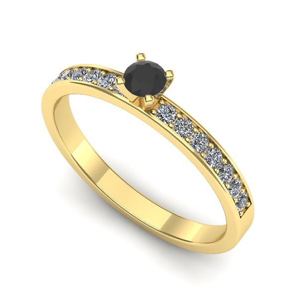Inel din aur galben cu diamant negru