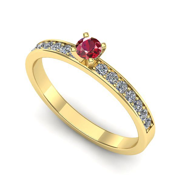 Inel logodna din aur galben cu rubin