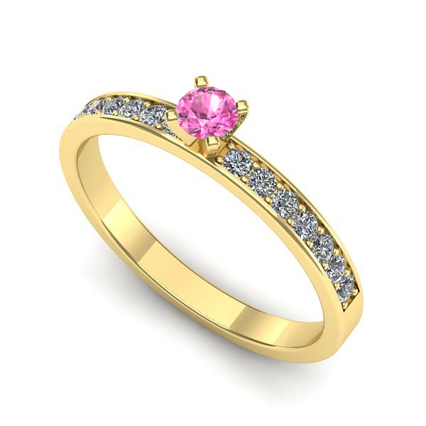 Inel din aur galben cu safir roz