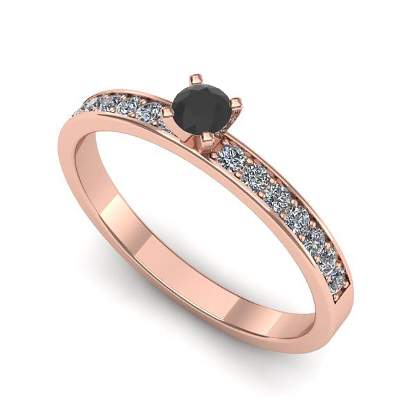 Inel de logodna din aur roz cu diamant negru