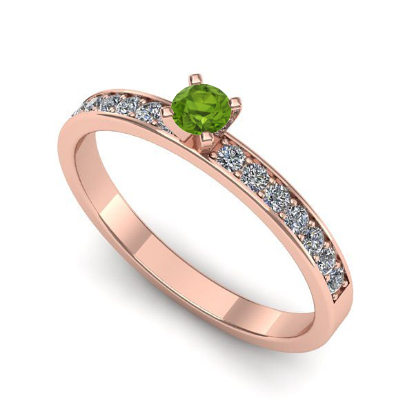 Inel de logodna din aur roz cu peridot