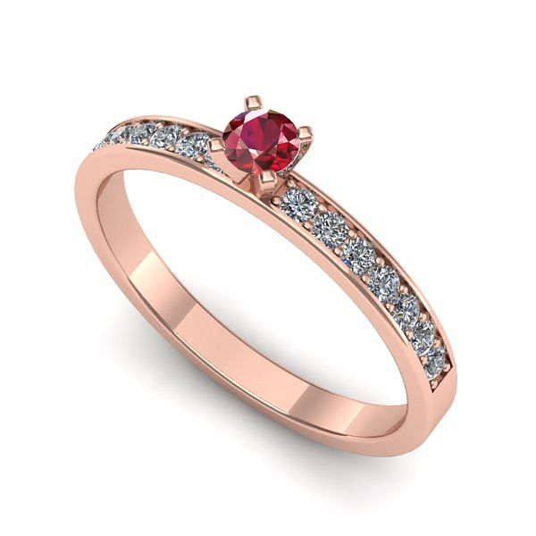 Inel de logodna din aur roz cu rubin
