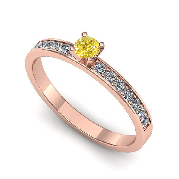 Inel de logodna din aur roz cu safir galben