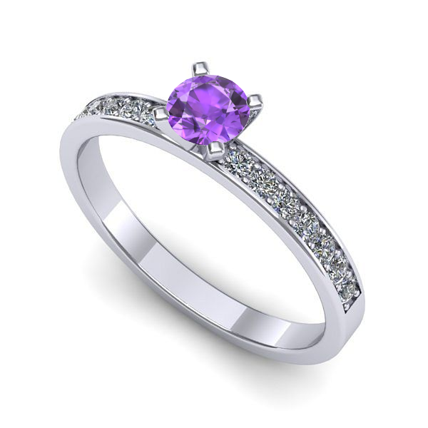 Inel de logodna din aur alb cu ametist