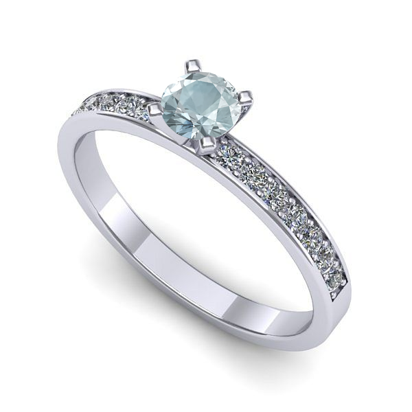 Inel de logodna din aur alb cu aquamarin