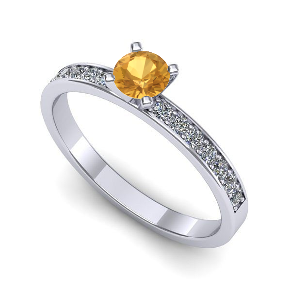 Inel de logodna din aur alb cu citrin