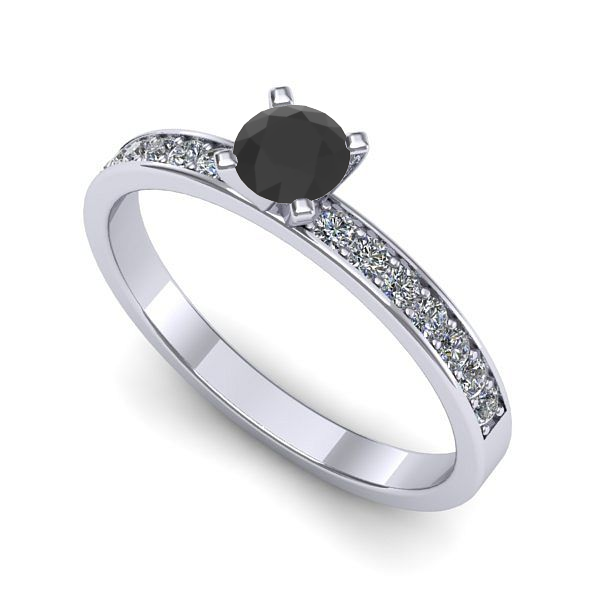 Inel logodna din aur alb cu diamant negru