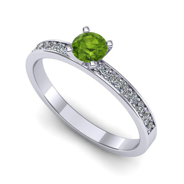 Inel logodna din aur alb cu peridot