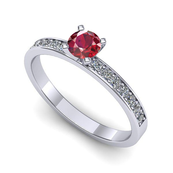 Inel logodna din aur alb cu rubin