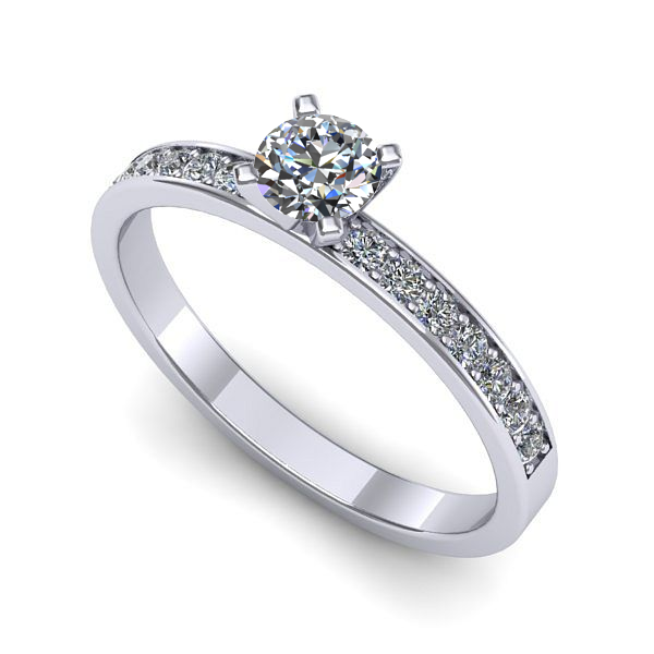 Inel logodna din aur alb cu safir alb