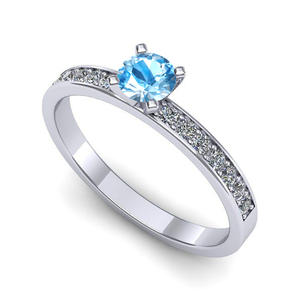 Inel de logodna din aur alb cu topaz blue