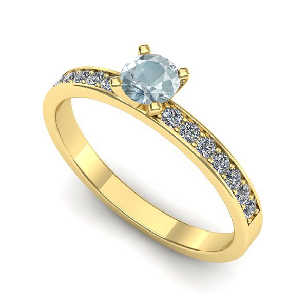 Inel de logodna din aur galben cu aquamarin