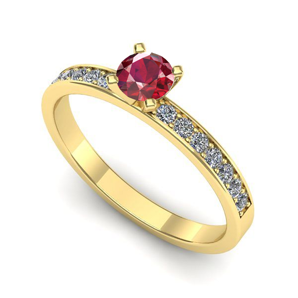 Inel de logodna din aur galben cu rubin
